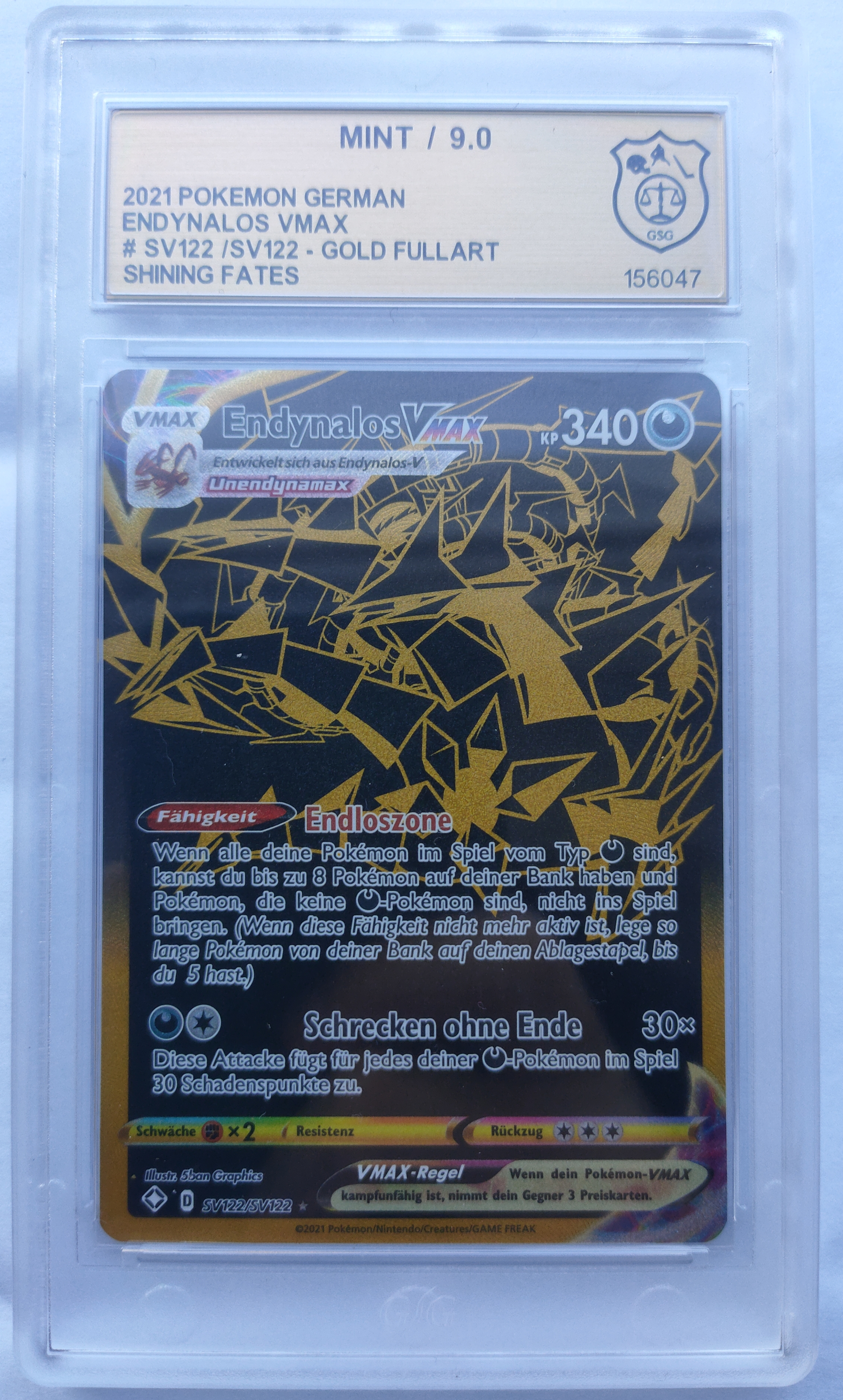 Pokemon TCG: Endynalos VMAX SV122 / SV122 - Gold Fullart Shining Fates GSG MINT 9.0 DE